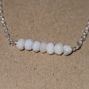 Kris Nations Howlite Mystic Bar Necklace - Delicate Beaded Stone Necklace